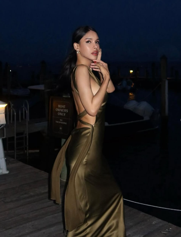 Sexy Olive Green Sheath Straps Satin Open Back Long Wedding Guest Dress Party Dress HZ1023